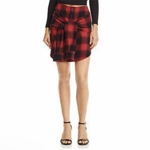 Pistola‎ Women’s Buffalo Plaid Check Tie Front Mini Skirt XS